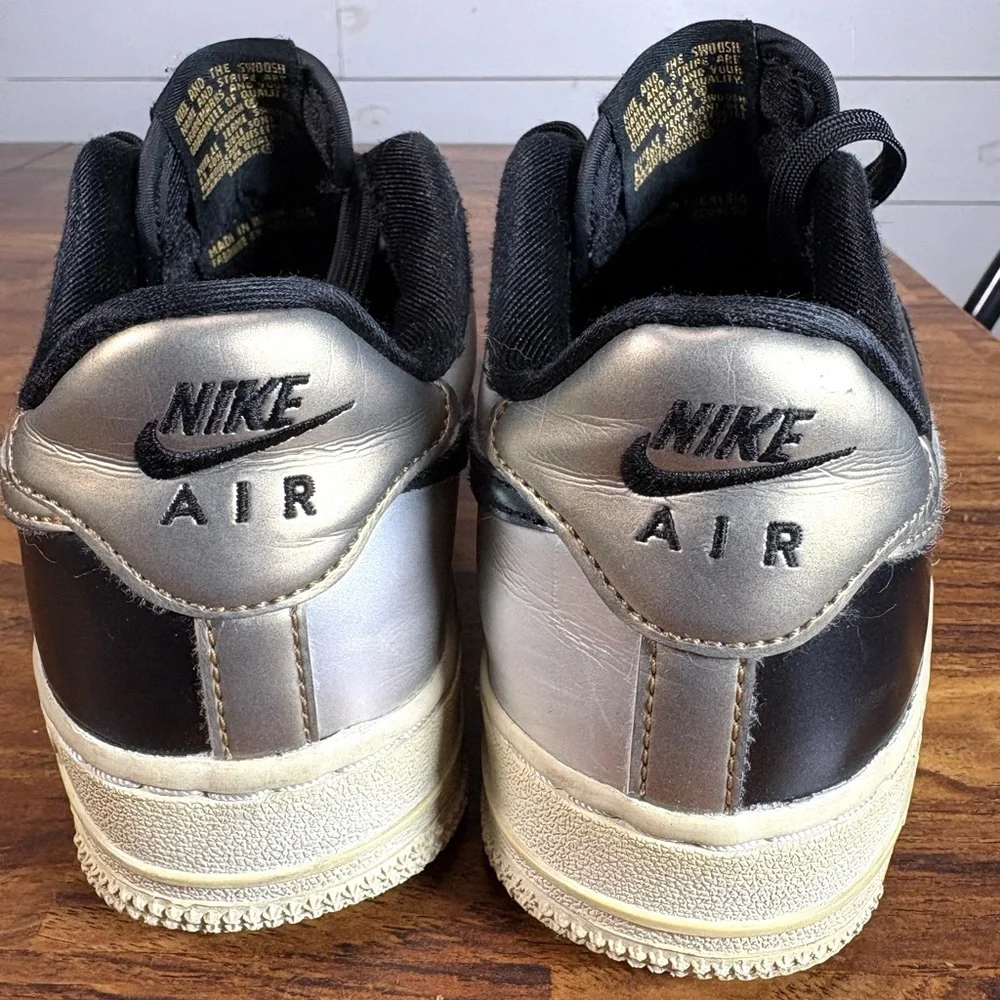Nike Air Force 1 Low GS Black Metallic Silver Gold 315347-003 Youth 4Y